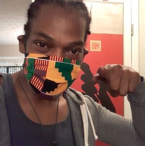 Handmade African Print Face Mask and Earsaver!